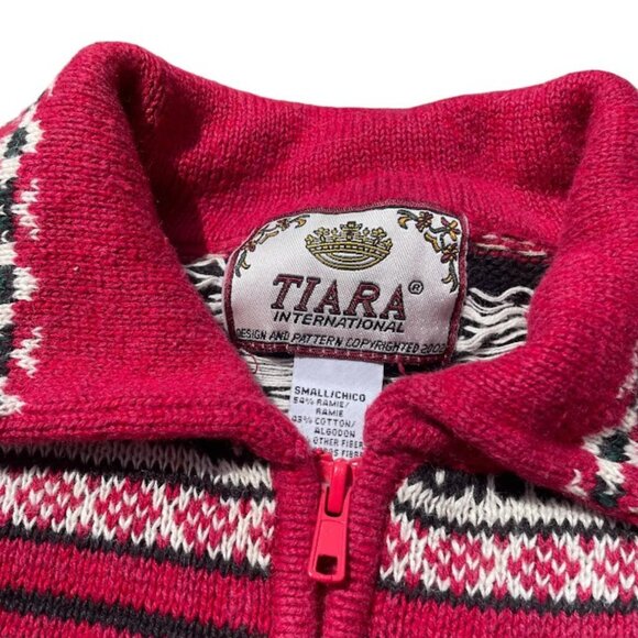 Vintage Tiara International Heavy Knit Red Full Zip Christmas Cardigan Sweater - Picture 4 of 4